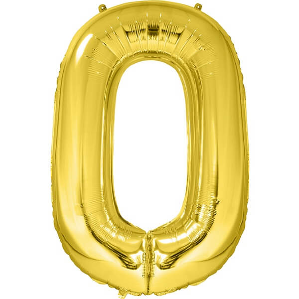 Ballon metallique anniversaire geant or chiffre 0