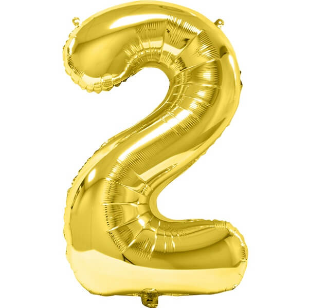 Ballon metallique anniversaire geant or chiffre 2