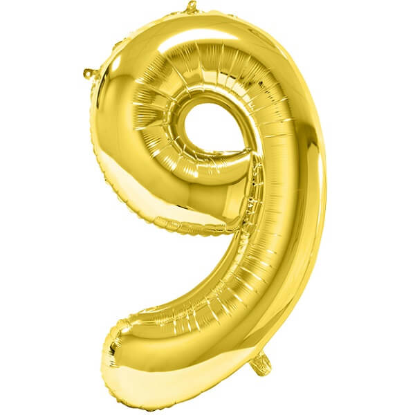 Ballon metallique anniversaire geant or chiffre 9