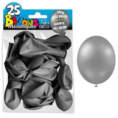 Ballon metallique argent en latex de 30cm
