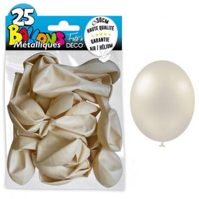 Ballon blanc en latex metallise