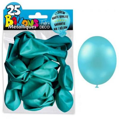 Ballon metallique bleu ciel en latex de 30cm