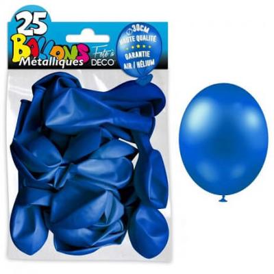 Ballon metallique bleu marine en latex de 30cm