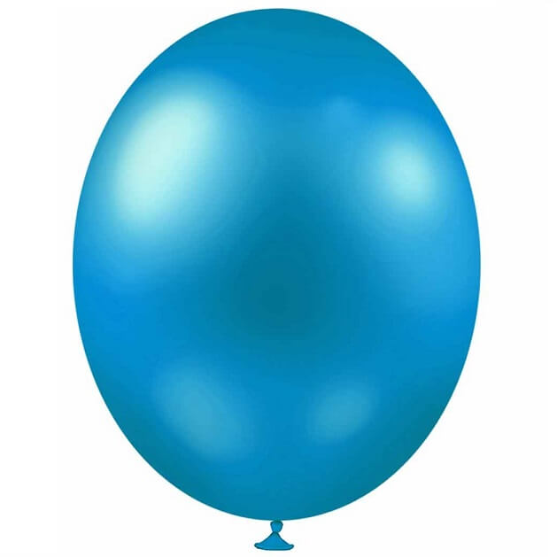 Ballon metallique bleu turquoise en latex de 30cm