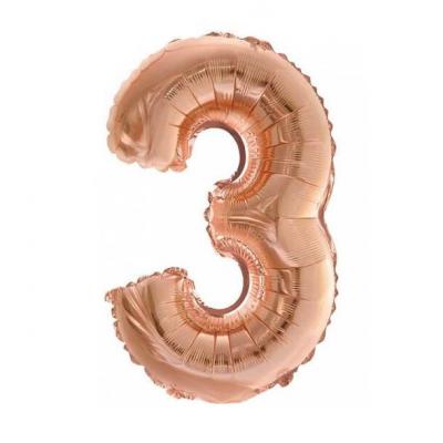 Ballon metallique cuivre chiffre 3 36cm