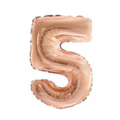 Ballon metallique cuivre chiffre 5 36cm
