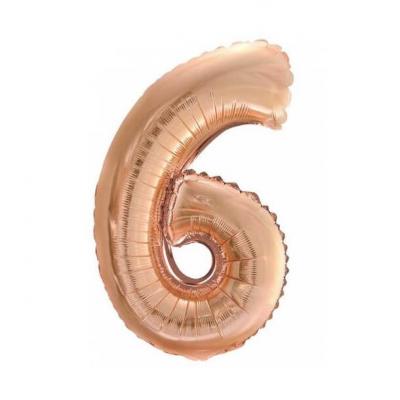 Ballon metallique cuivre chiffre 6 36cm