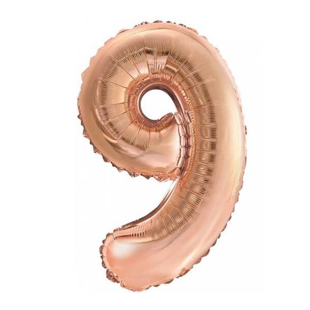 Ballon metallique cuivre chiffre 9 36cm