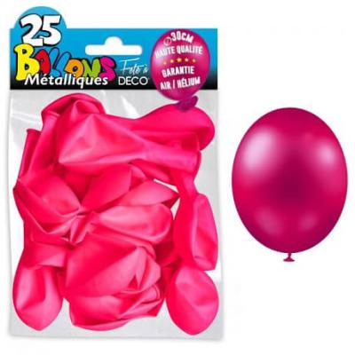 Ballon metallique fuchsia en latex de 30cm