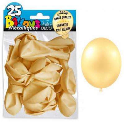 25 Ballons métalliques de 30 cm en latex naturel et en ivoire REF/BALC02