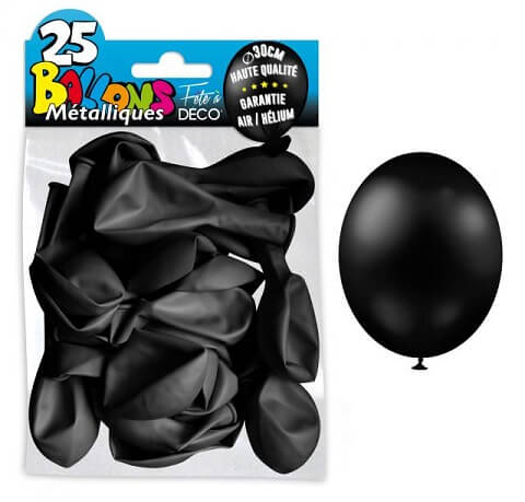 Ballon noir déco 30 cm