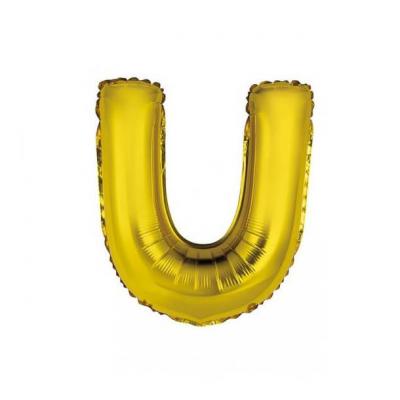 Ballon metallique or aluminium lettre u