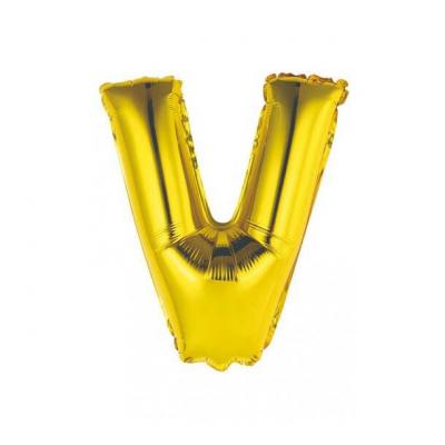 Ballon métallique or lettre V 36cm (x1) REF/BALMORLV