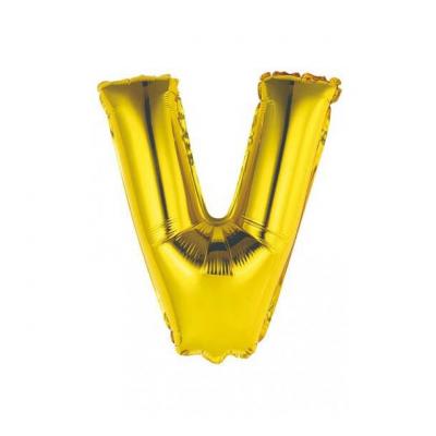 Ballon metallique or aluminium lettre v