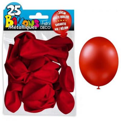 Ballon metallique rouge en latex de 30cm
