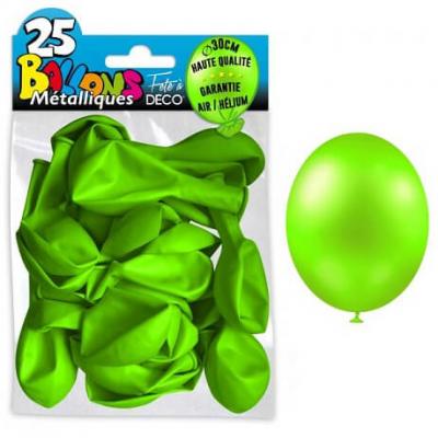 Ballon métallique vert pomme, 30cm (x25) REF/BALC12