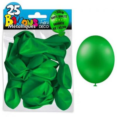 Ballon metallique vert fonce en latex de 30cm