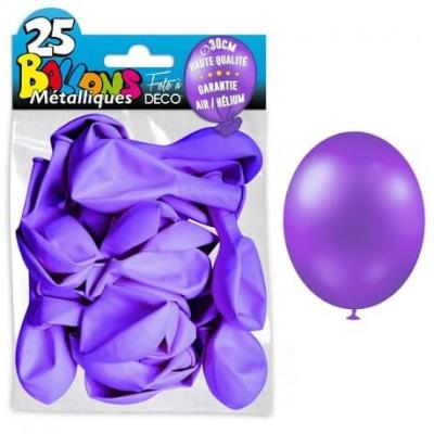 Ballon metallique violet clair en latex de 30cm