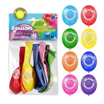 Ballon en latex joyeux anniversaire 30cm multicolore