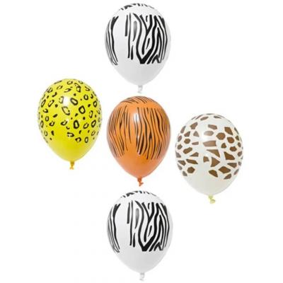 5 Ballons en latex multicolore 36 x 29 cm REF/BAL242 Thème Safari, Jungle, Savane...
