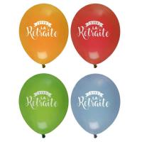 Ballon multicolore latex vive la retraite 23cm