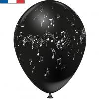 Ballon musique noir en latex de fabrication francaise