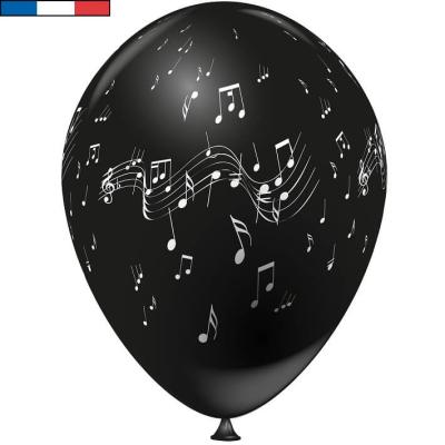 Ballon musique blanc et noir en latex de fabrication francaise