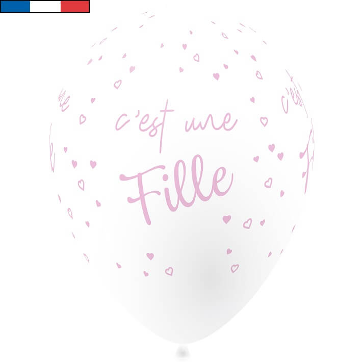 Ballon naissance en latex blanc et rose c est un garcon