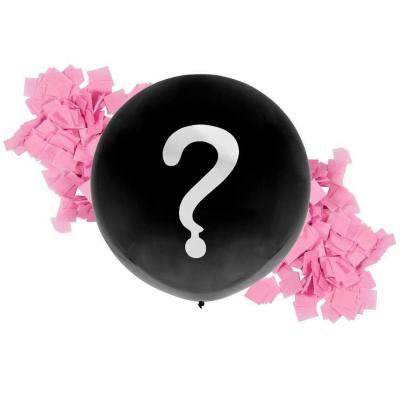 Ballon noir avec confettis rose fille Gender Reveal 45/49 cm (x1) REF/BAL249
