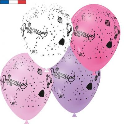 Ballon français princesse multicolore en latex 30cm (x8) REF/41491