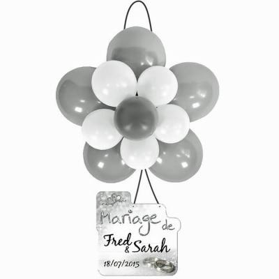 Ballon rosace argent et blanc (x1) REF/BAL370