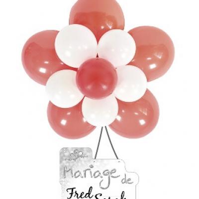 Ballon rosace rouge et blanc (x1) REF/BAL370