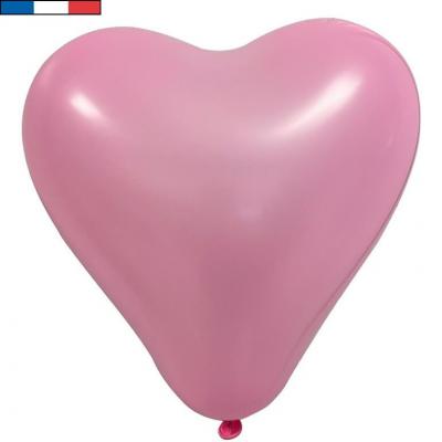 Ballon français coeur rose mariage ou St Valentin en latex naturel de 35cm (x8) REF/0573