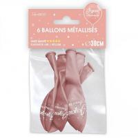 Ballon rose gold metallique en latex joyeux anniversaire