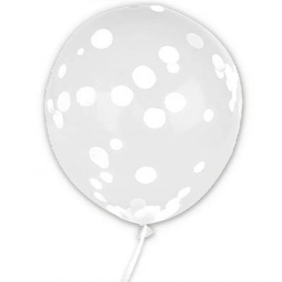 Ballon transparent avec confettis blanc 45cm (x6) REF/BALCTBA