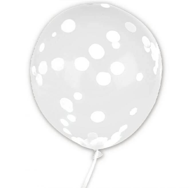 Ballon transparent avec confettis blanc en latex