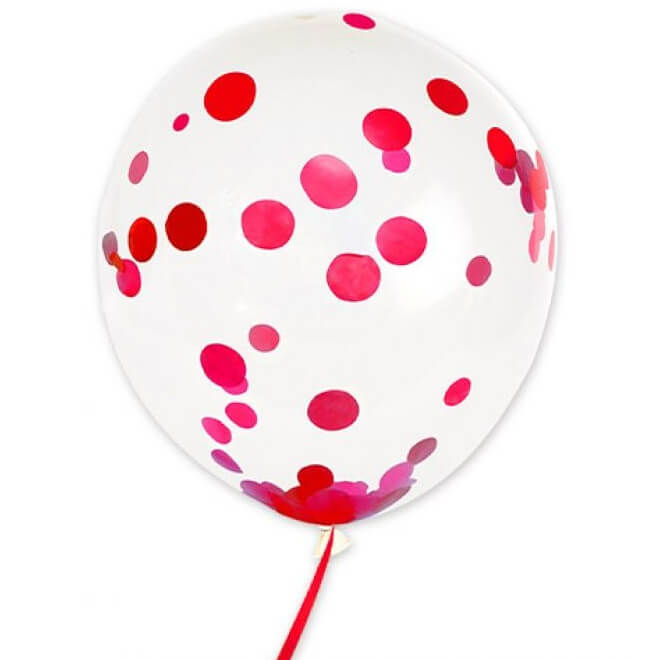 Ballon transparent avec confettis rouge en latex