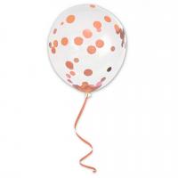 Ballon transparent latex avec confettis rose gold