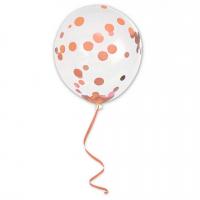 Ballon transparent latex avec confettis rose gold