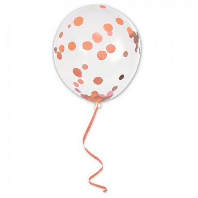 Ballon transparent avec confettis rose gold 45cm (x6) REF/BALCTRG