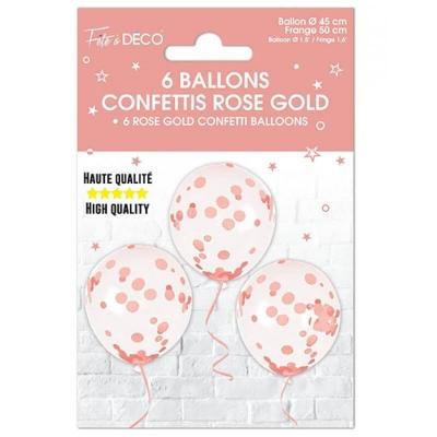 Ballon transparent latex avec confettis rose gold