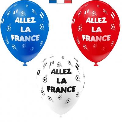 Ballon tricolore foot en latex de fabrication francaise