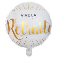 Ballon vive la retraite blanc et or aluminium