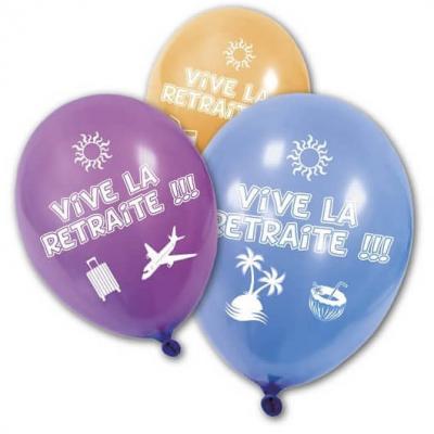 Ballon vive la retraite en latex multicolore