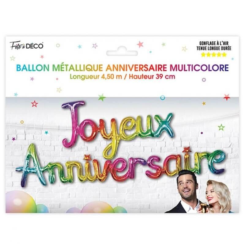 GUIRLANDE FIL JOYEUX ANNIVERSAIRE METALLIQUE MULTICOLORE