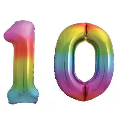 Pack de 2 Ballons géants 10 ans en multicolore 88cm pour la décoration de votre salle d'anniversaire REF/BALMCGM0