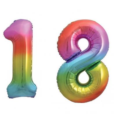 Pack de 2 Ballons géants 18 ans en multicolore 88cm pour la décoration de votre salle d'anniversaire REF/BALMCGM0