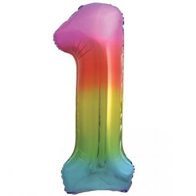 1 Grand ballon 88cm multicolore aluminium chiffre 1 pour décoration fête anniversaire REF/BALMCGM01