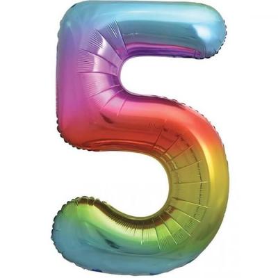 1 Ballon aluminium multicolore de 36cm chiffre 5 pour fête d'anniversaire REF/BALMMC05