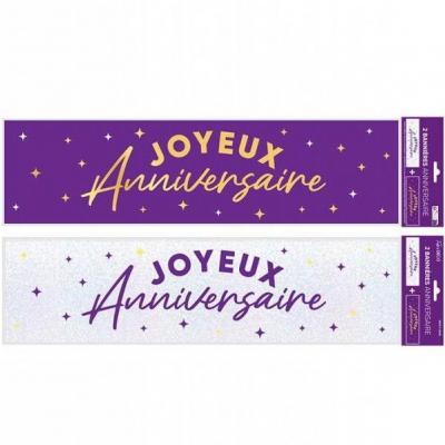 Ban24vl banniere joyeux anniversaire violet astral blanc irise